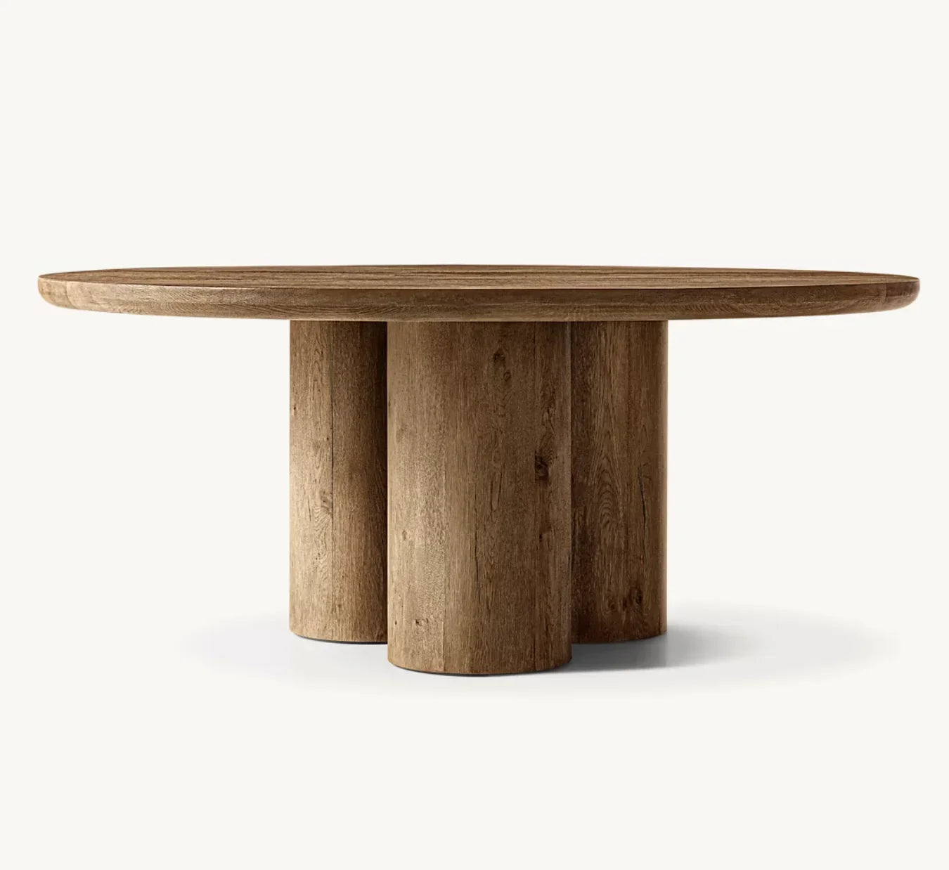 Osloo Round Dining Table – Solid Oak Cylinder Base Mid-Century Design