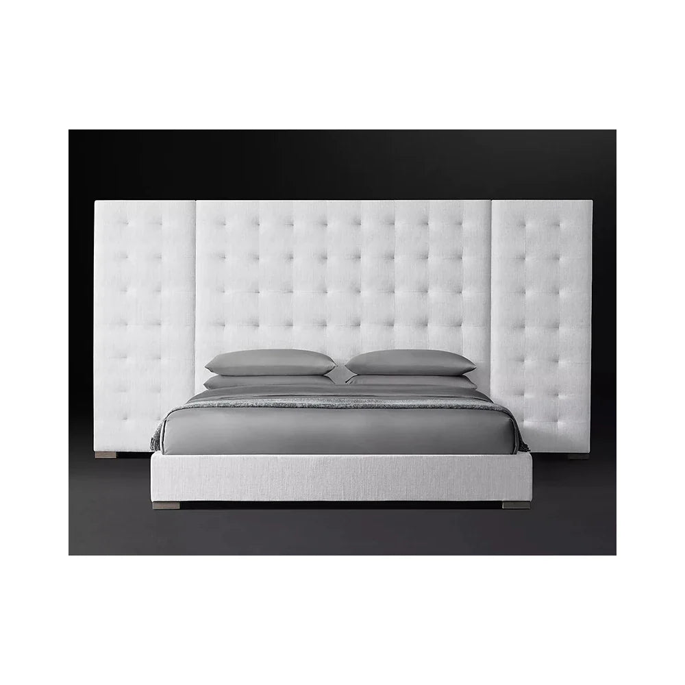 Sculptural Platform Bed – Performance Texture Fabric Upholstered Statement Piece