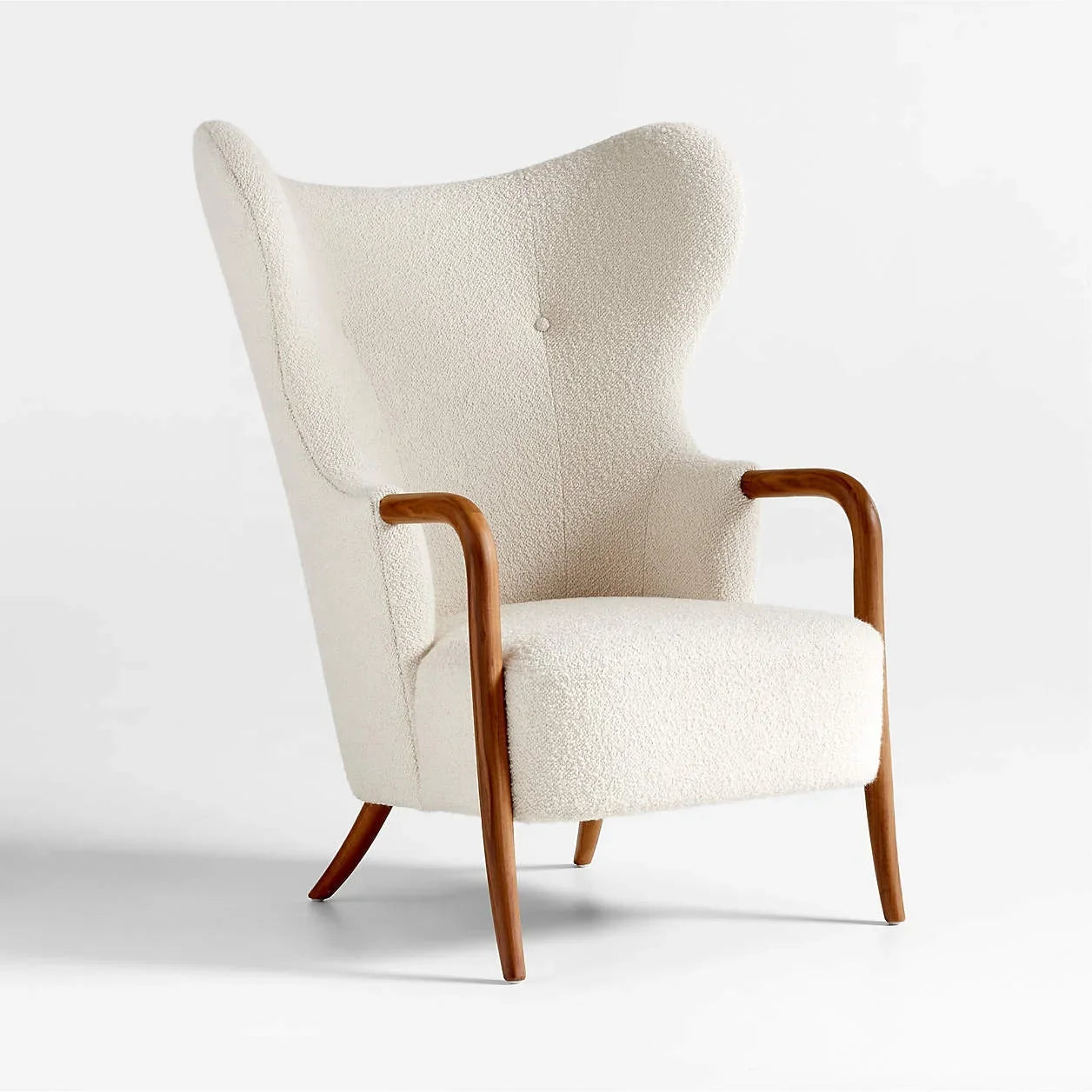 Laso Italian Designer Accent Chair – White Bouclé Statement Piece