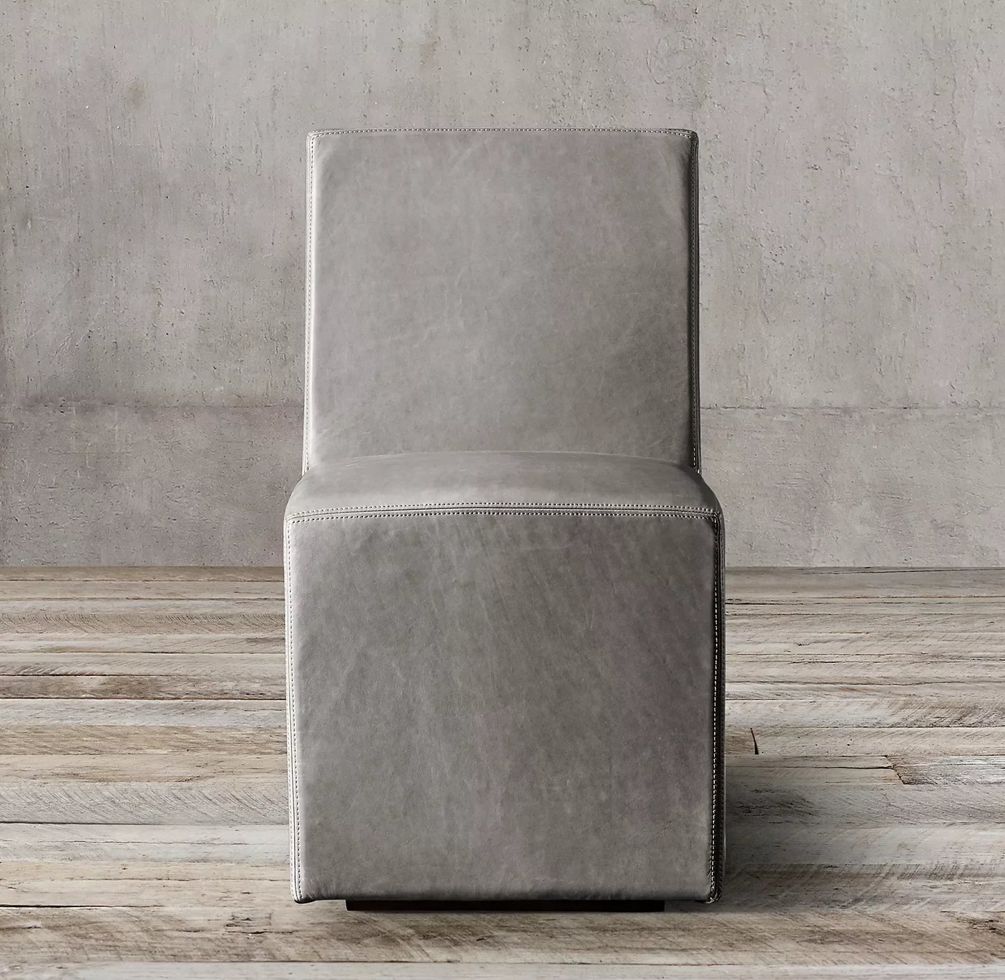 Ellis Dining Side Chair – Midcentury Geometric Solid Oak Italian Leather