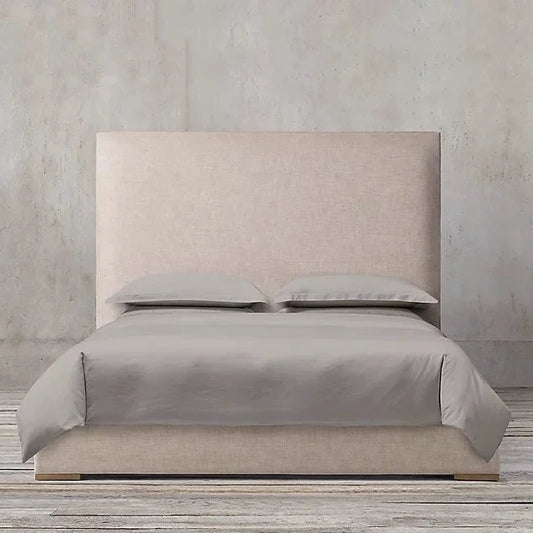 Fabric Bed with High Backrest – Cotton and Hemp Modern | B-01
