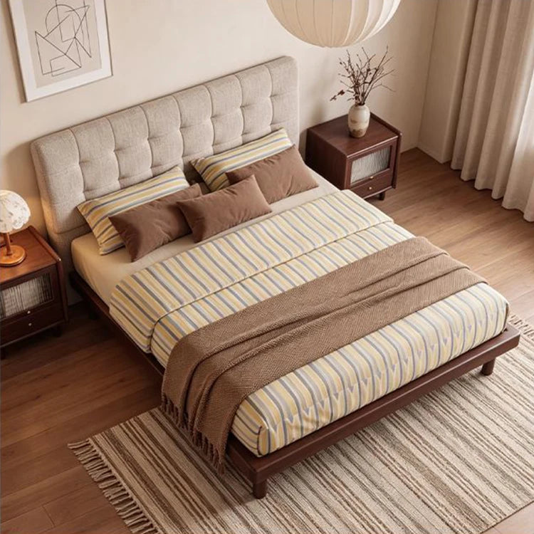 Luxury YZ-G435# Solid Walnut Wood Bed Frame Modern Italian Style for Villa