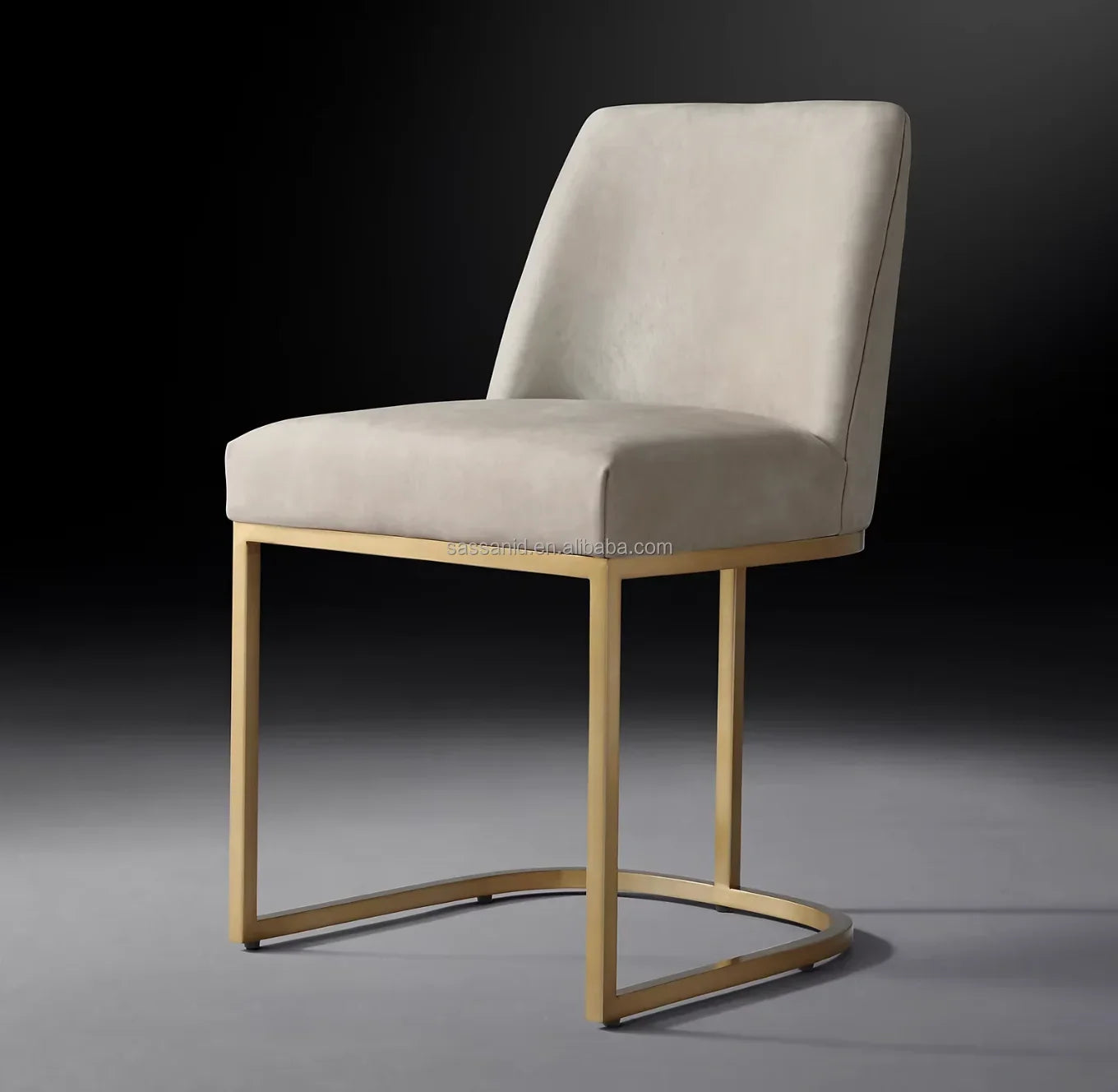 Dining Chair – Emery Curved Back – Leather and Solid Oak Designer Midcentury Modern Piece