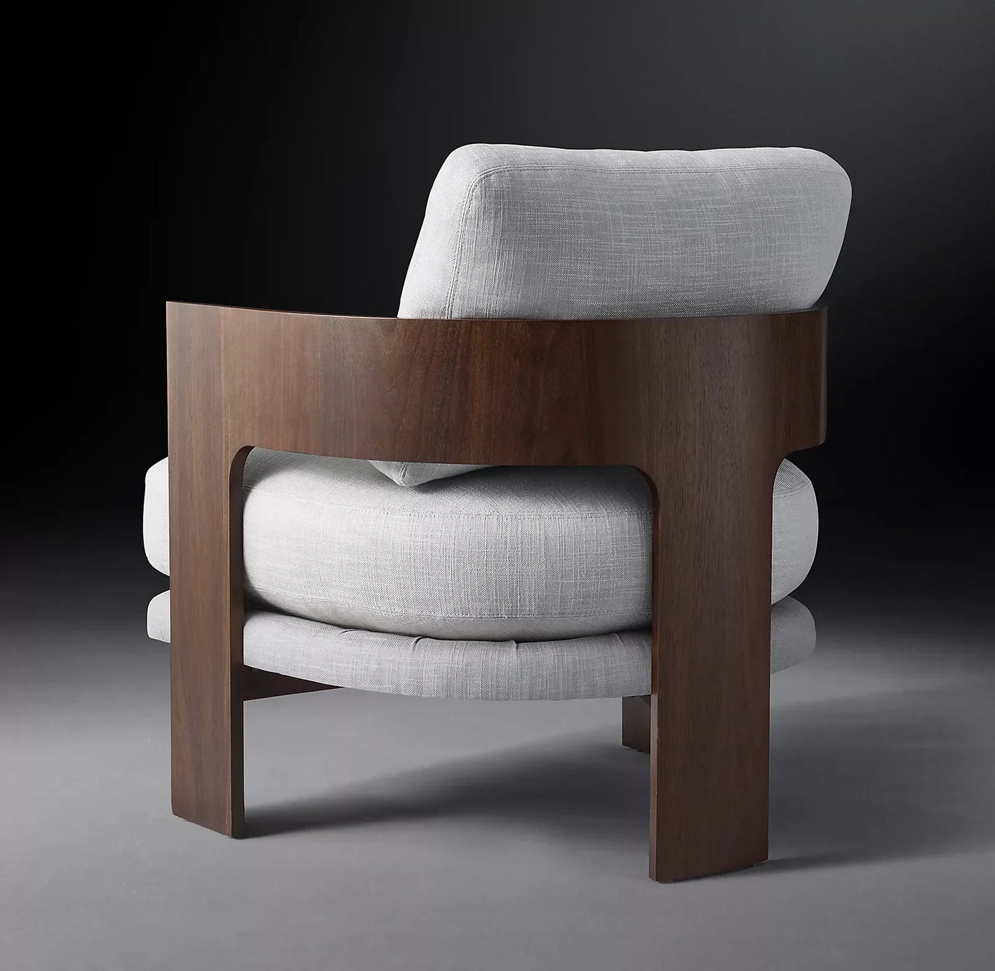 Mid-Century Lounge Chair – Walnut Base & Performance Fabric Statement Piece