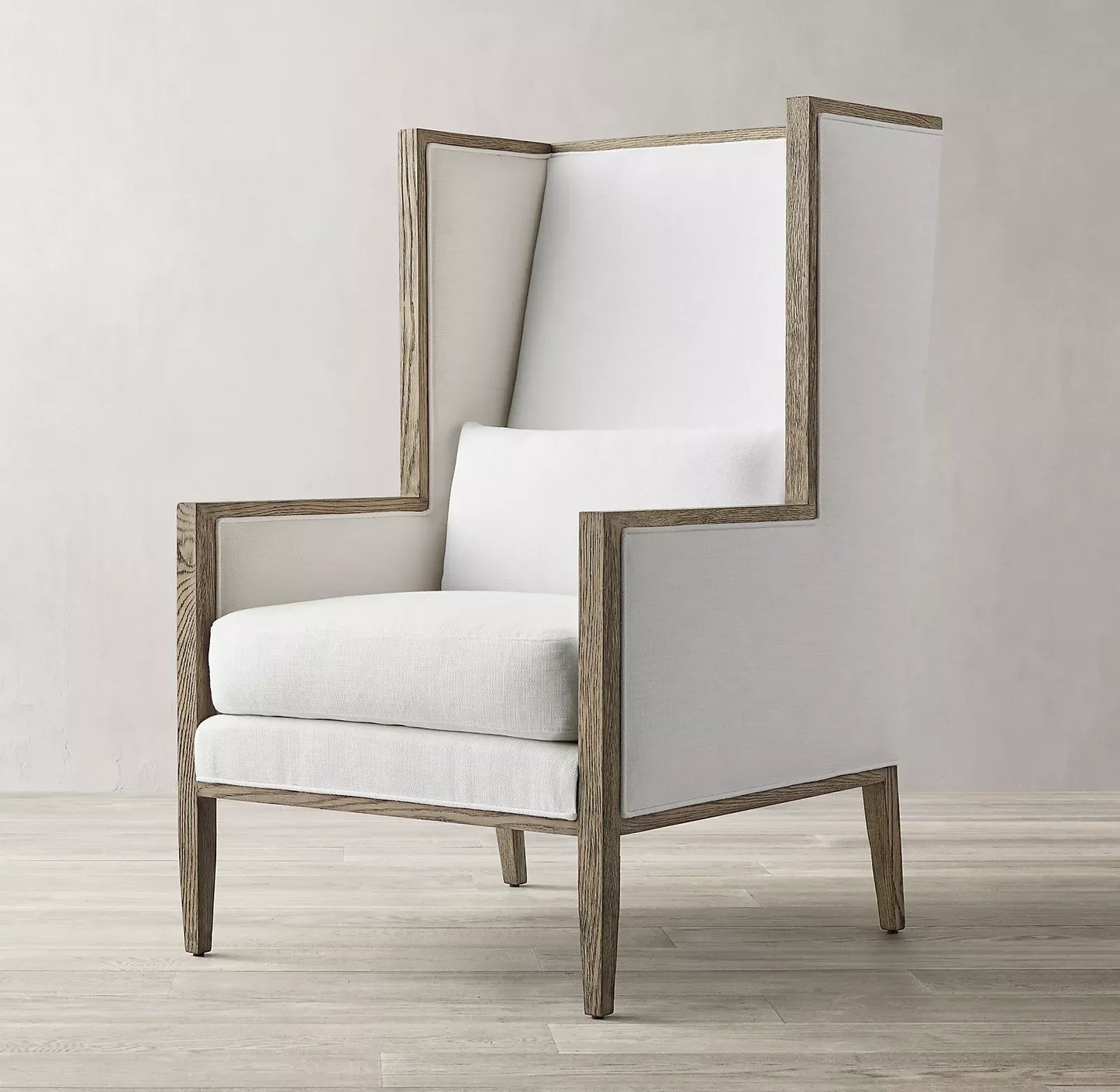 French Contemporary Wingback Chair – Track Arm Upholstered Statement Piece