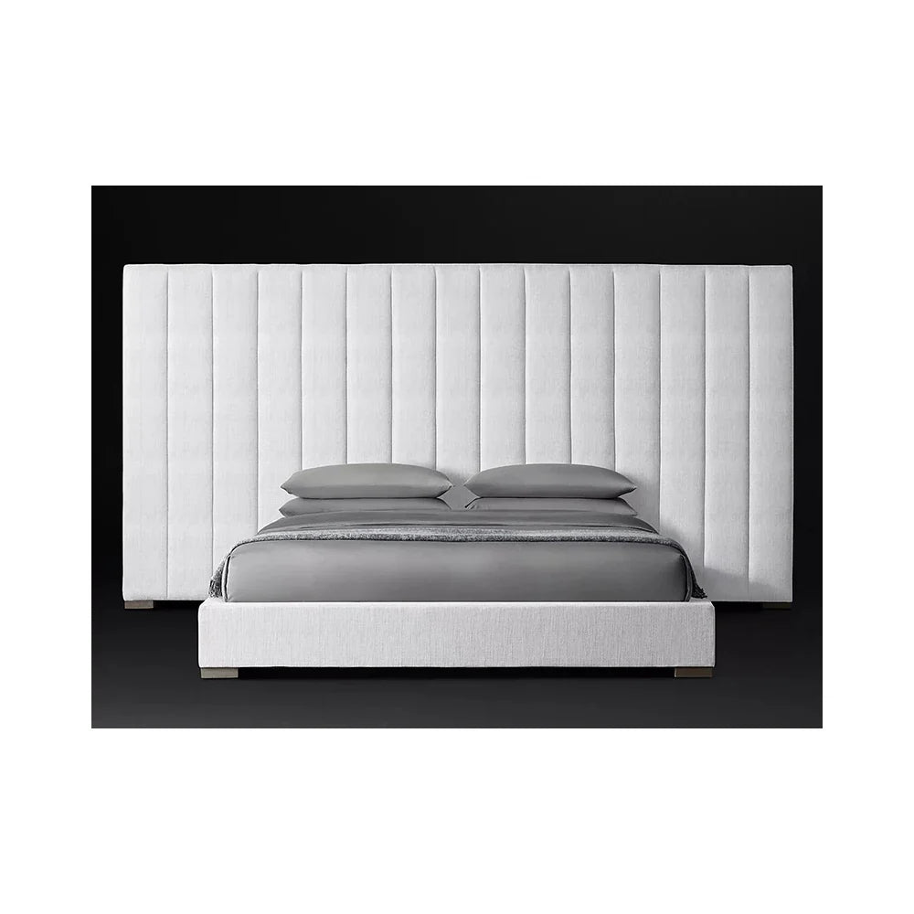 Sculptural Platform Bed – Performance Texture Fabric Upholstered Statement Piece