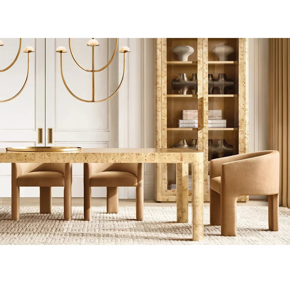 French Art Deco Dining Table – Handcrafted Burl Wood Statement Piece | 650-690