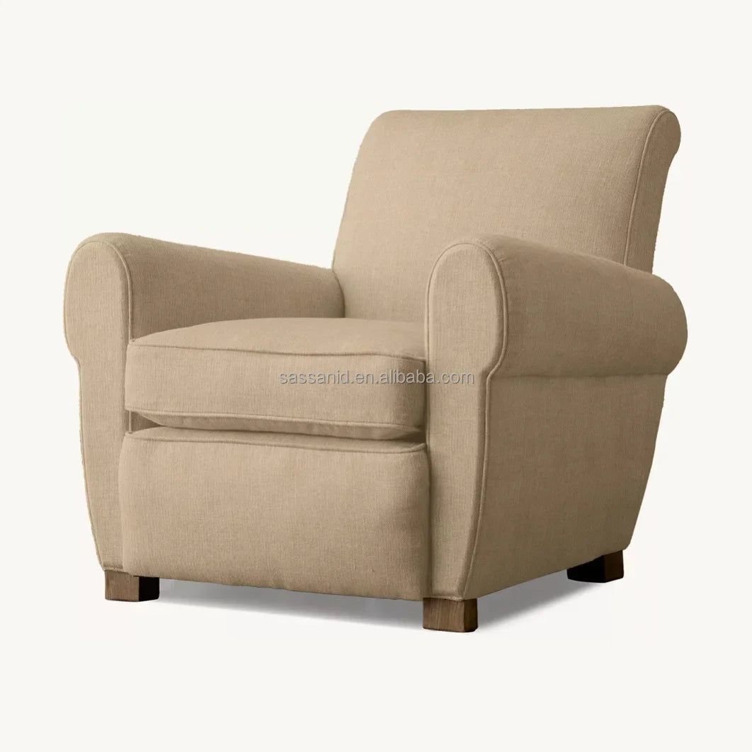 Parisian Club Chair – 1920s Modernist Design in Belgian Linen Statement Piece