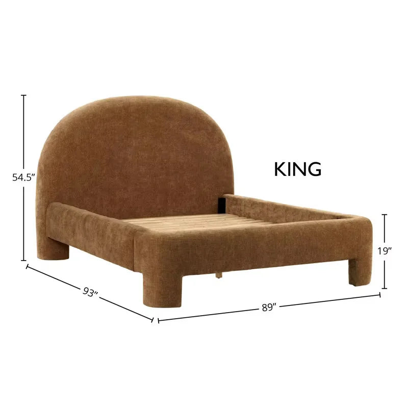 Minimalist Upholstered Bed – Curved Velvet Statement Piece 026
