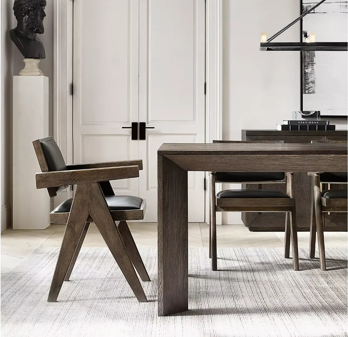 Italian Designer Dining Table – Solid Oak Rectangular Statement Piece