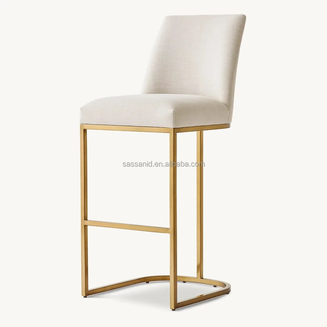 Curved-Back Armless Bar Stool – Contemporary Fabric & Metal Luxury Seating | 1600680837437