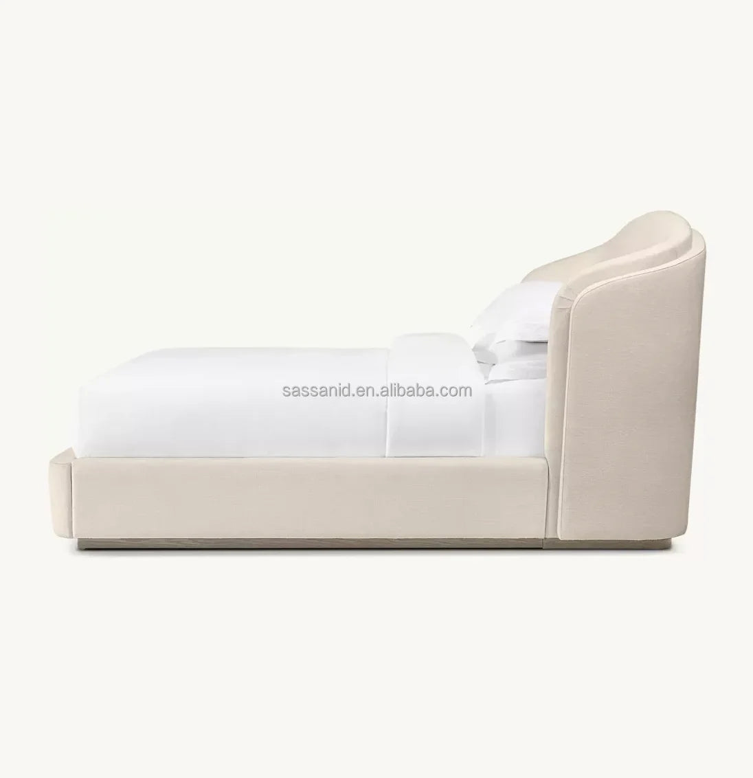Fabric Shelter Bed – Low-Profile Slipcovered Natural Contemporary Statement Piece