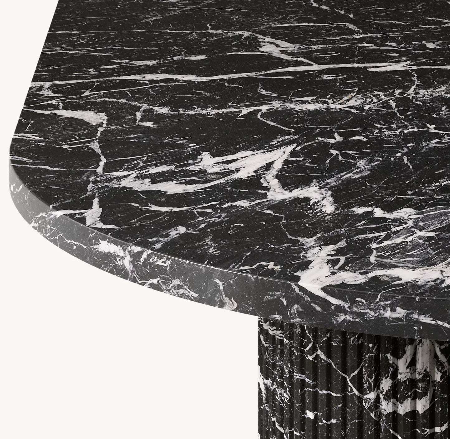 Byron Reeded Stone Dining Table – Nero Marquina Marble Statement Piece