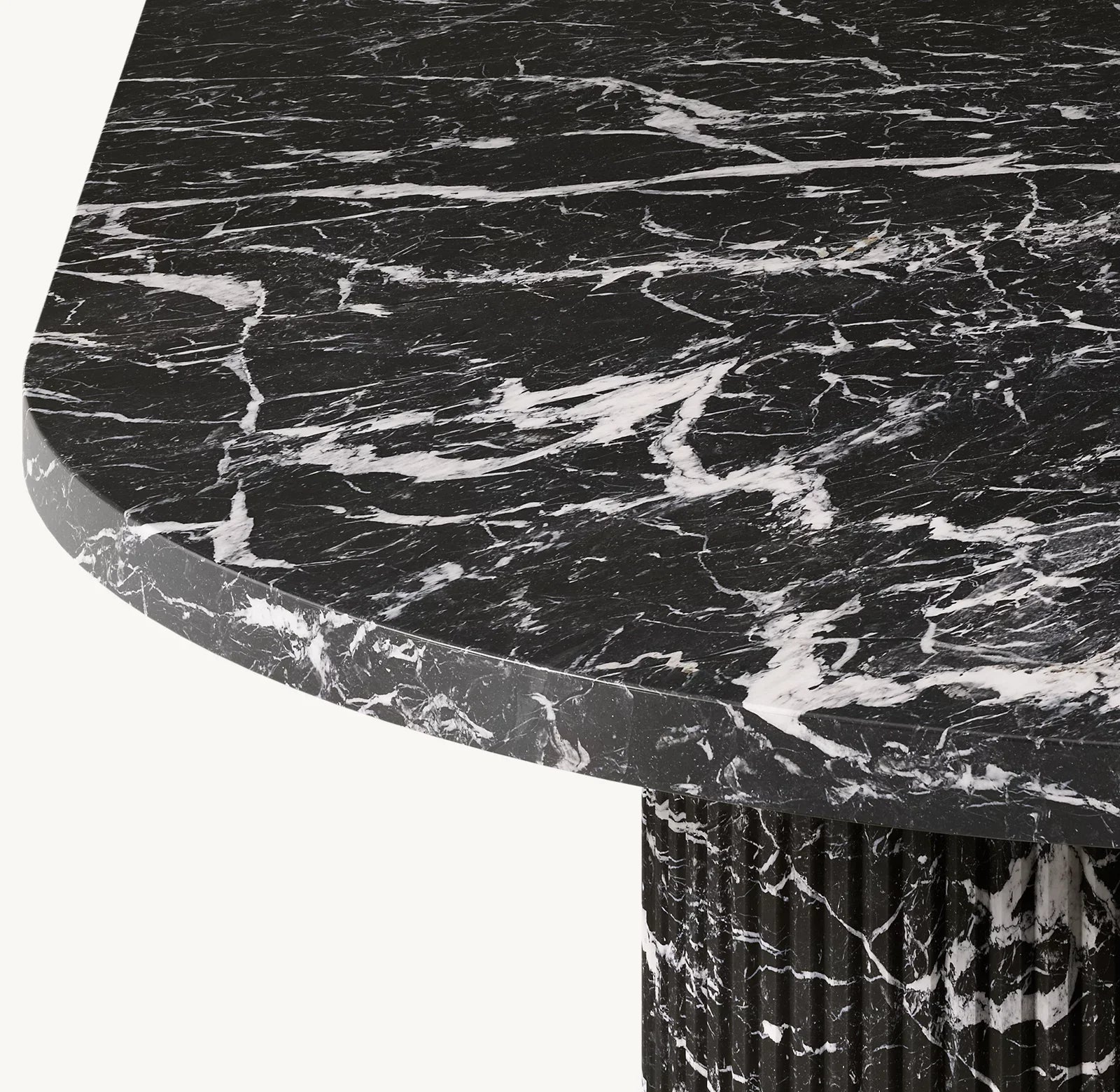 Byron Reeded Stone Dining Table – Nero Marquina Marble Statement Piece