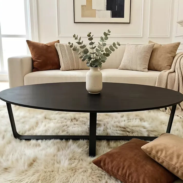 Luxury Black Marble Coffee Table Modern Minimalist Italian Style for Villa