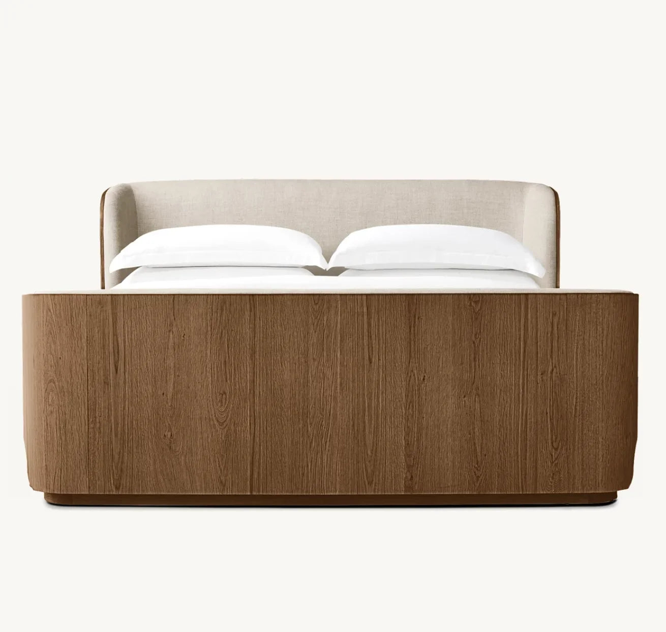 Shelter Bed with Upholstered Headboard – Brushed Oak Modernist Statement Piece