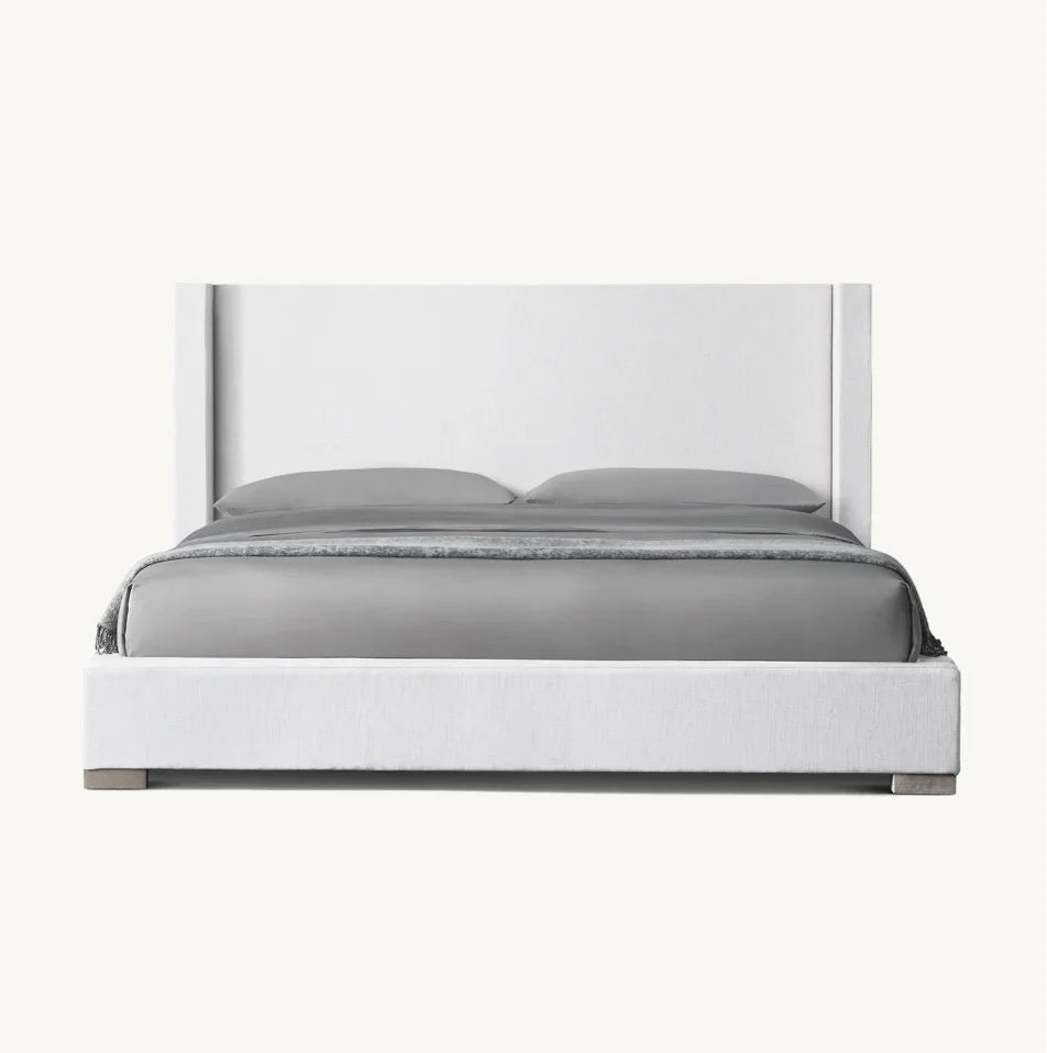Fabric Shelter Platform Bed – Sculptural Oak Frame Designer Statement Piece