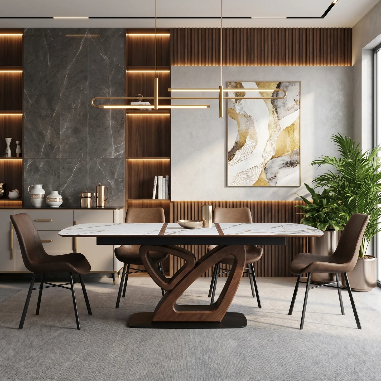 Luxury Extendable Dining Table Modern Italian Style for Villa