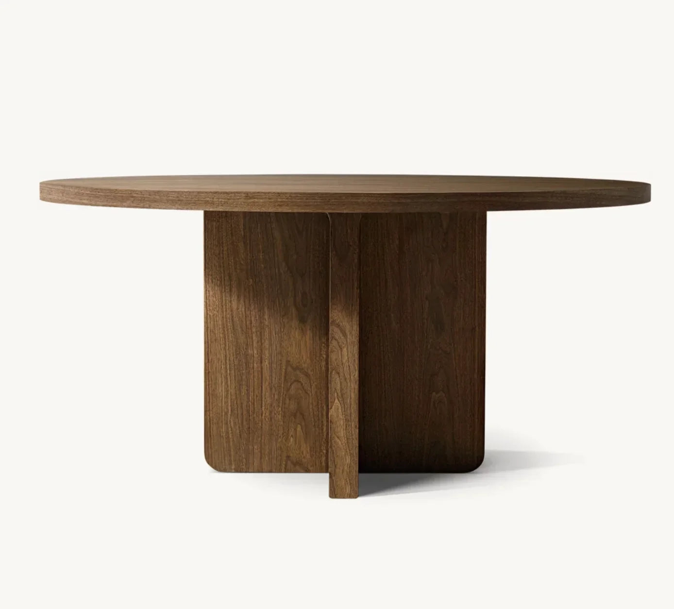 Round Dining Table Mid-Century European Design Walnut Santiago Statement Piece