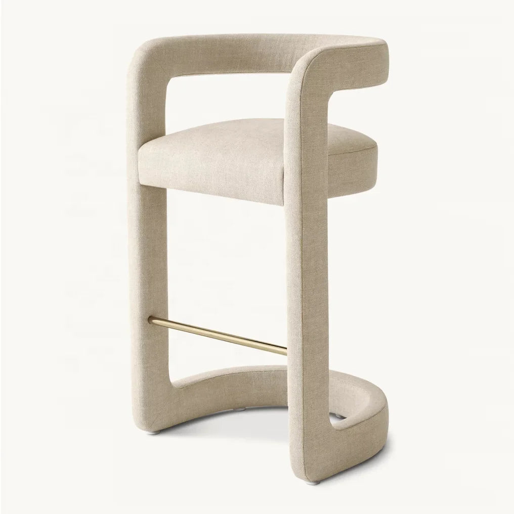 Counter & Bar Stool – Postmodern Expressionist Fabric & Oak Statement Piece