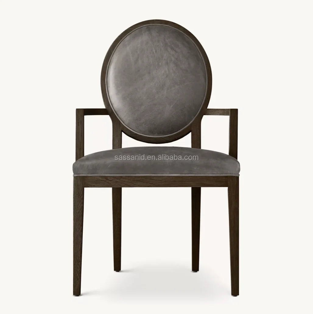 Dining Chair Midcentury Geometric Form – Solid Oak & Leather | 1600417100212