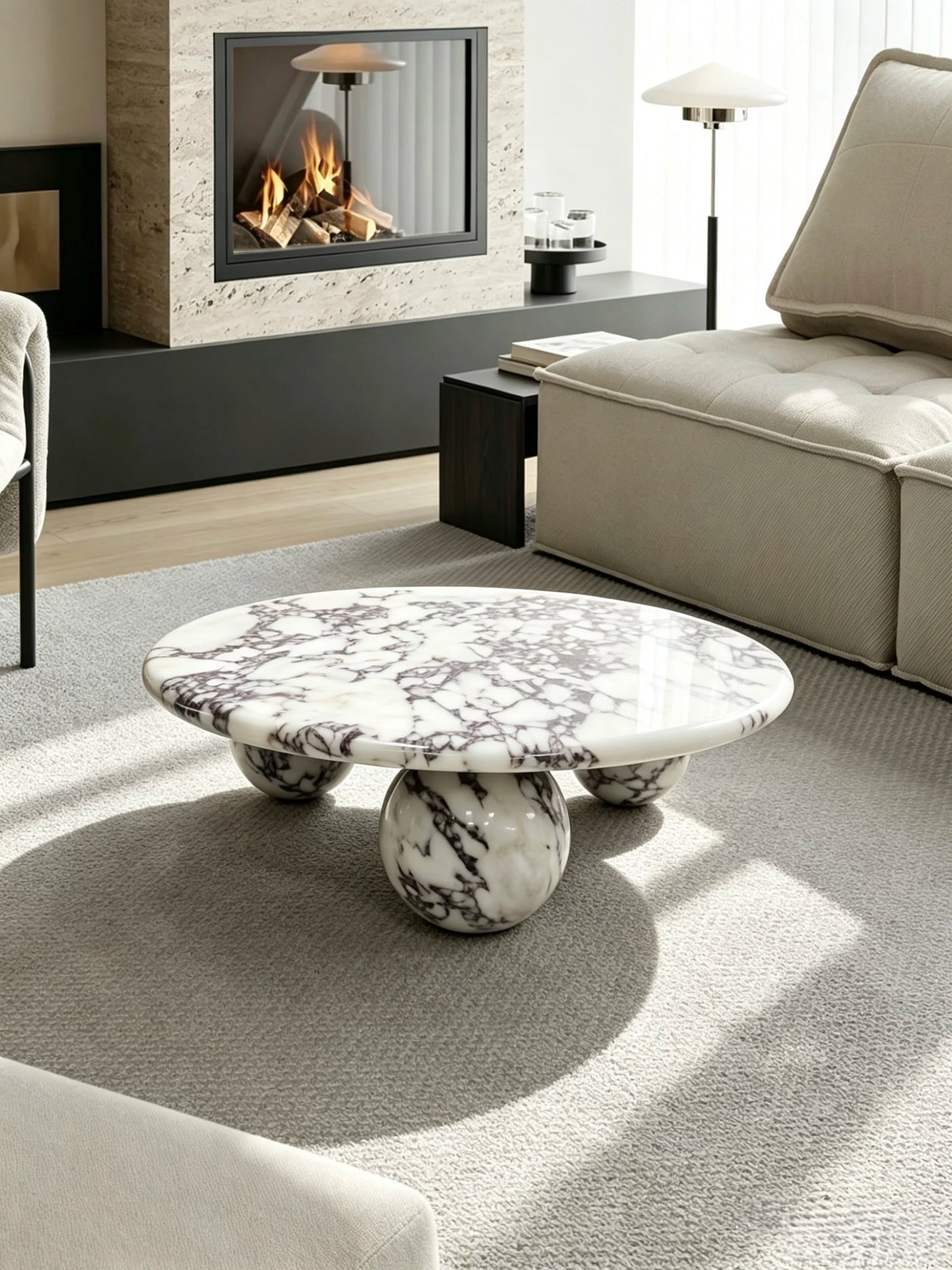 Luxury Round Marble Coffee Table Modern Italian Style for Villa