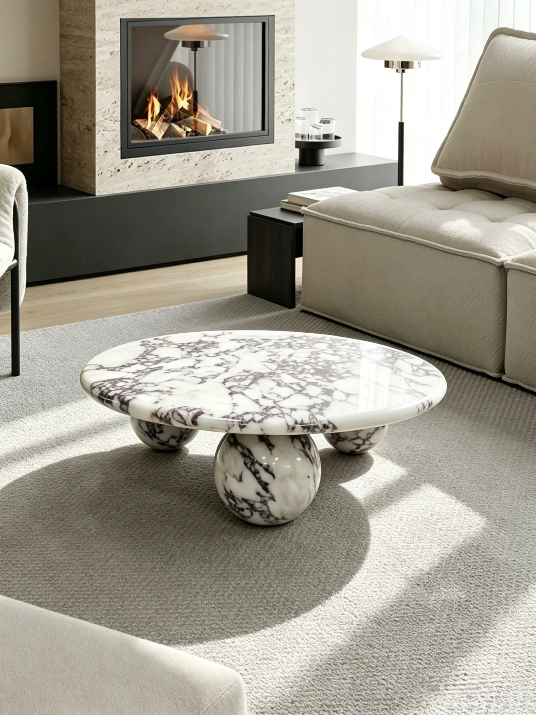 Luxury Round Marble Coffee Table Modern Italian Style for Villa
