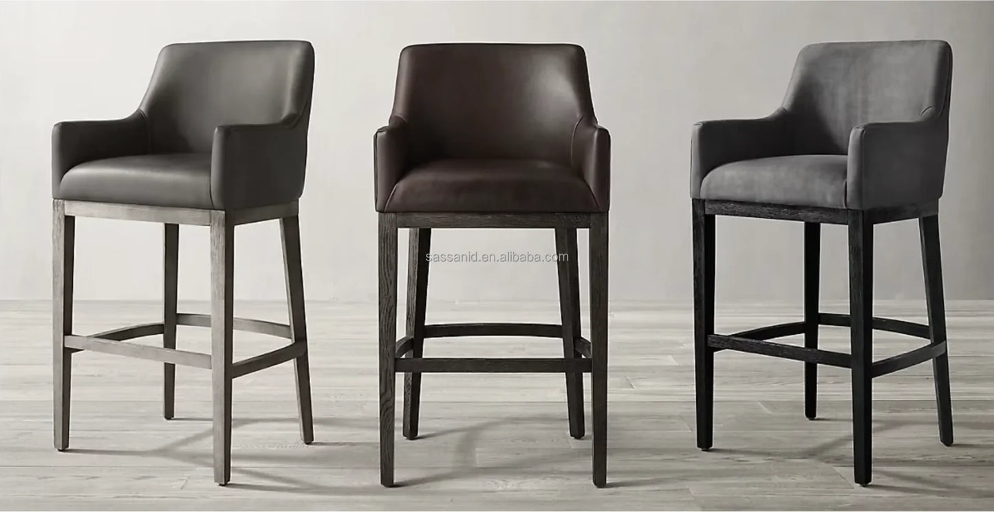 Morgan Curved-Back Leather Bar & Counter Stool – Nordic Oak Furniture