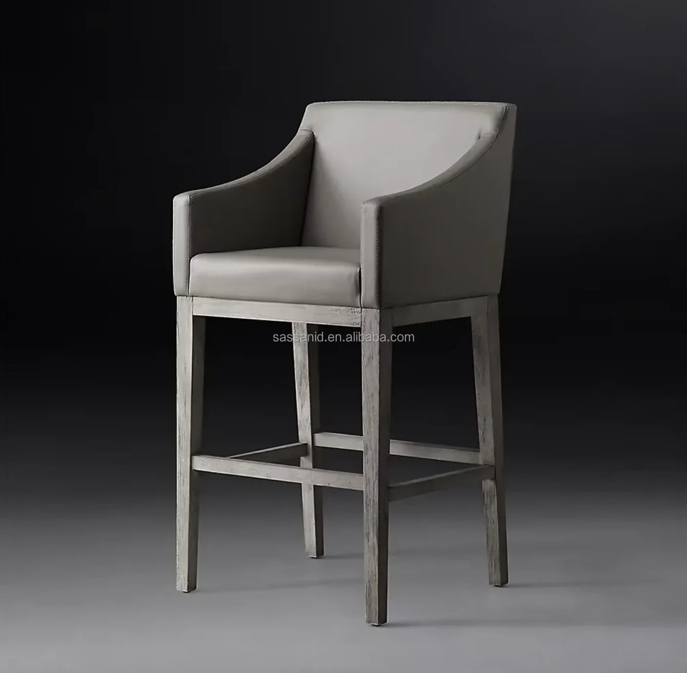 Morgan Slope Arm Bar & Counter Stool – Leather & Oak Midcentury Modern