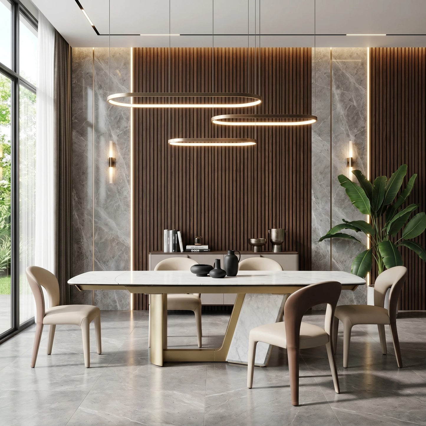 Luxury 1601769243618 Sintered Stone Extendable Dining Table Modern Italian Style for Villa