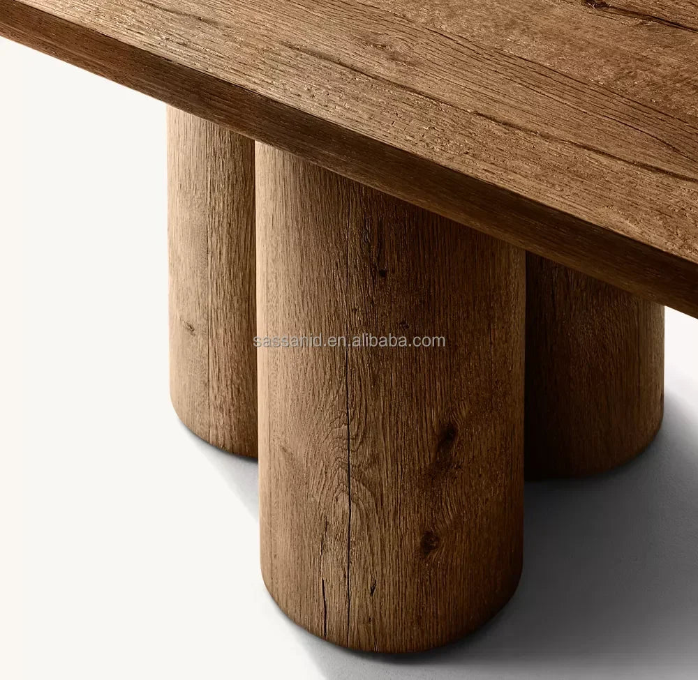 Oslo Rectangular Dining Table – Solid Oak Cylinder Base – Contemporary Designer
