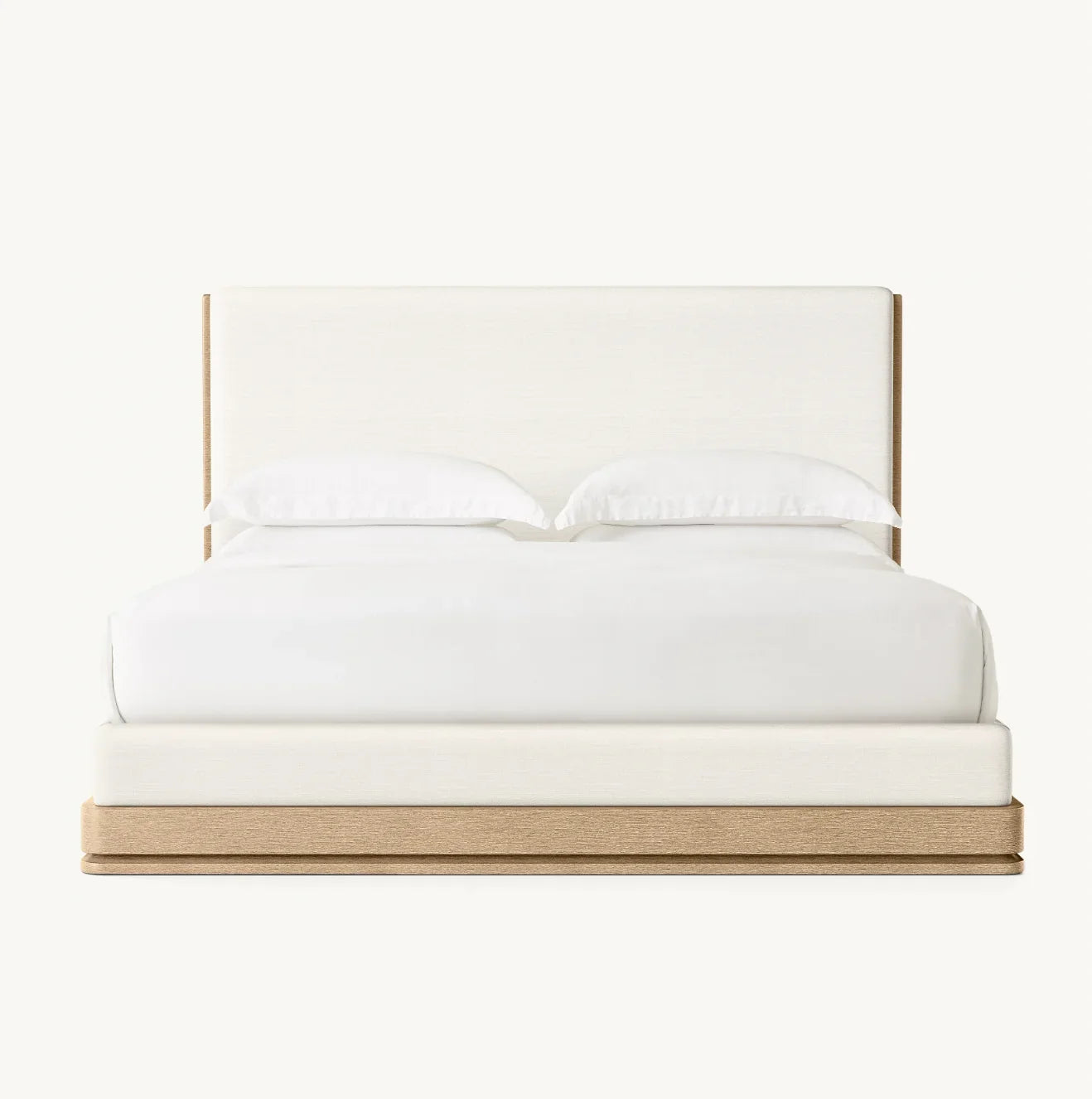 Sculptural Panel Bed – Brushed Oak Modernist Platform Bed