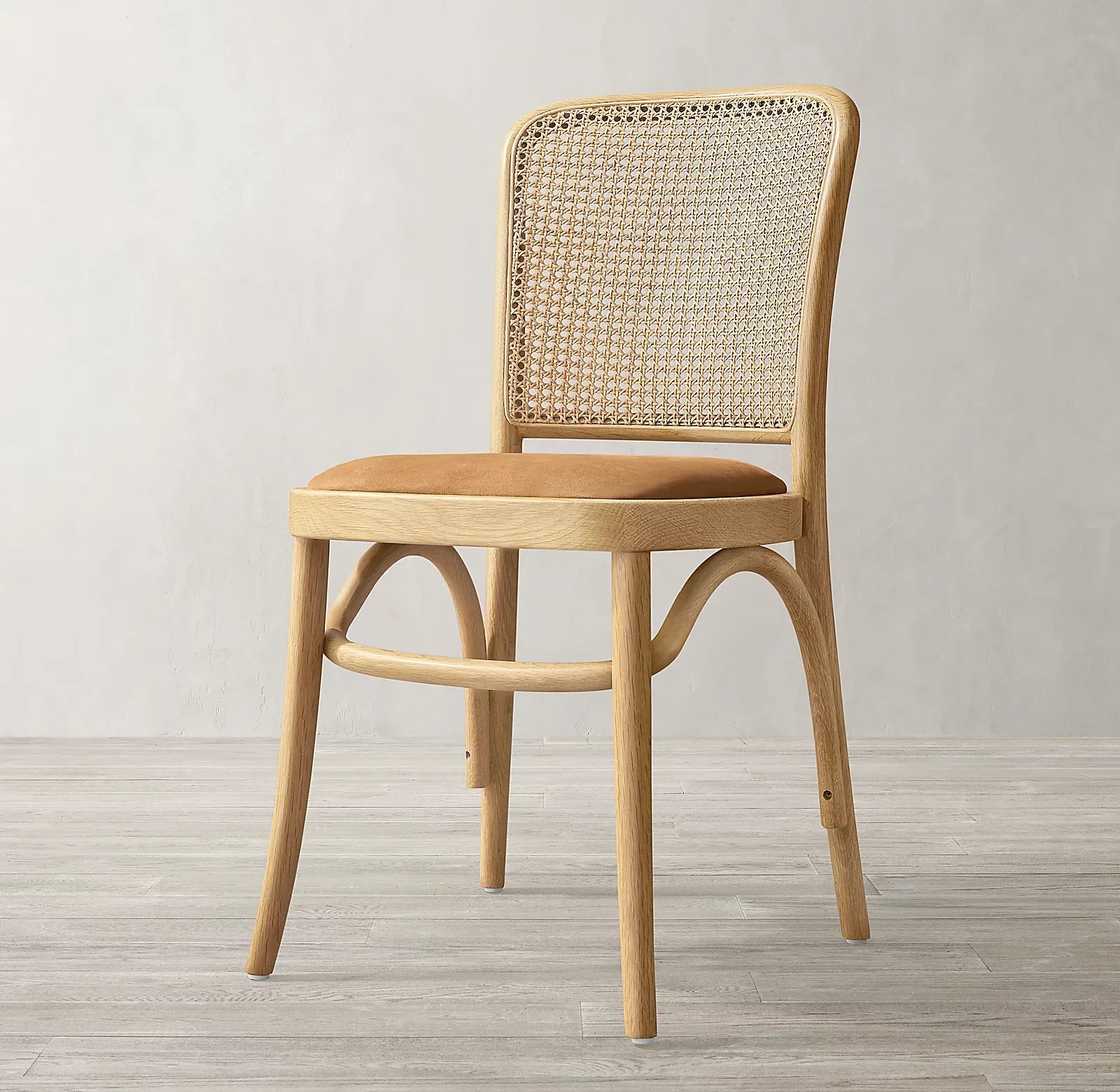 Juliette Cane Back Dining Side Chair – Solid Oak and Leather Mid-Century Design