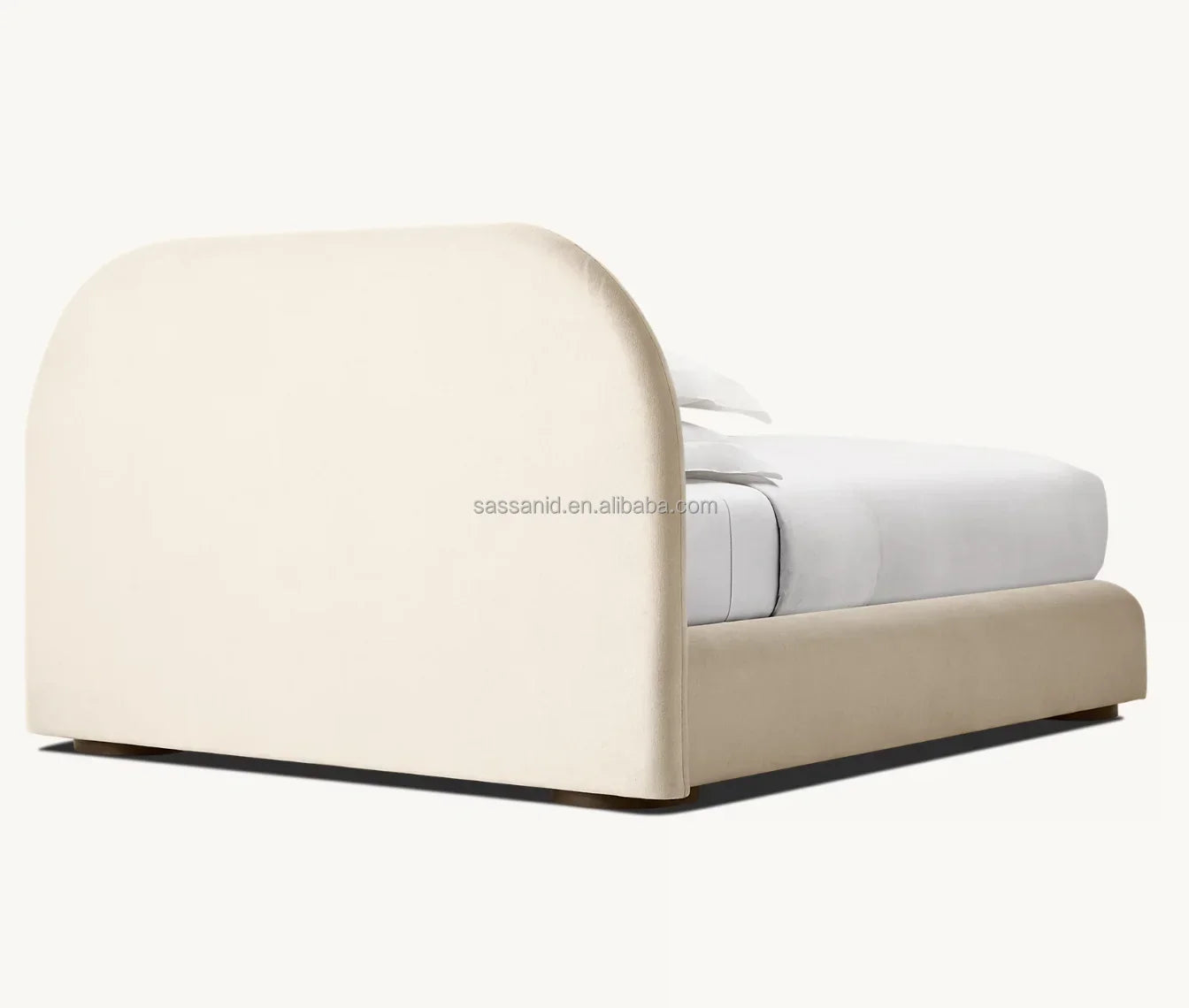 Upholstered Panel Bed – Sculptural Natural Performance Bouclé Siena European Style