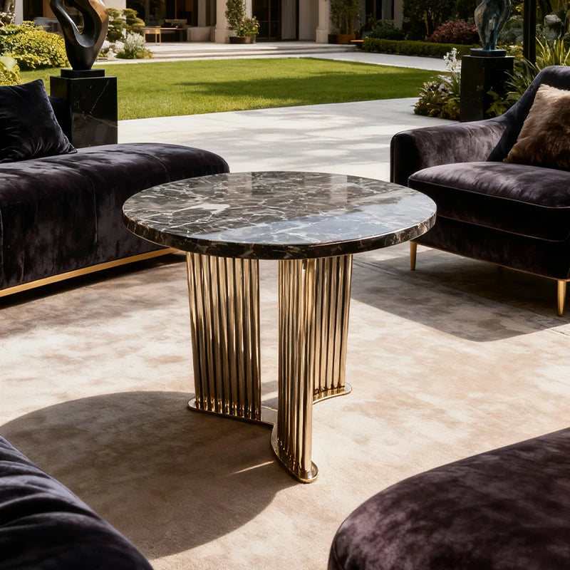Luxury Round Natural Marble Coffee Table Modern Italian Style for Villa