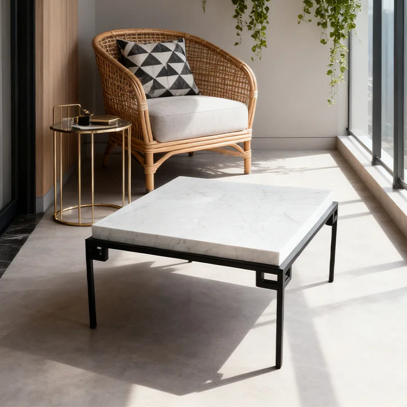Luxury Square Marble Coffee Table Modern Italian Style for Villa