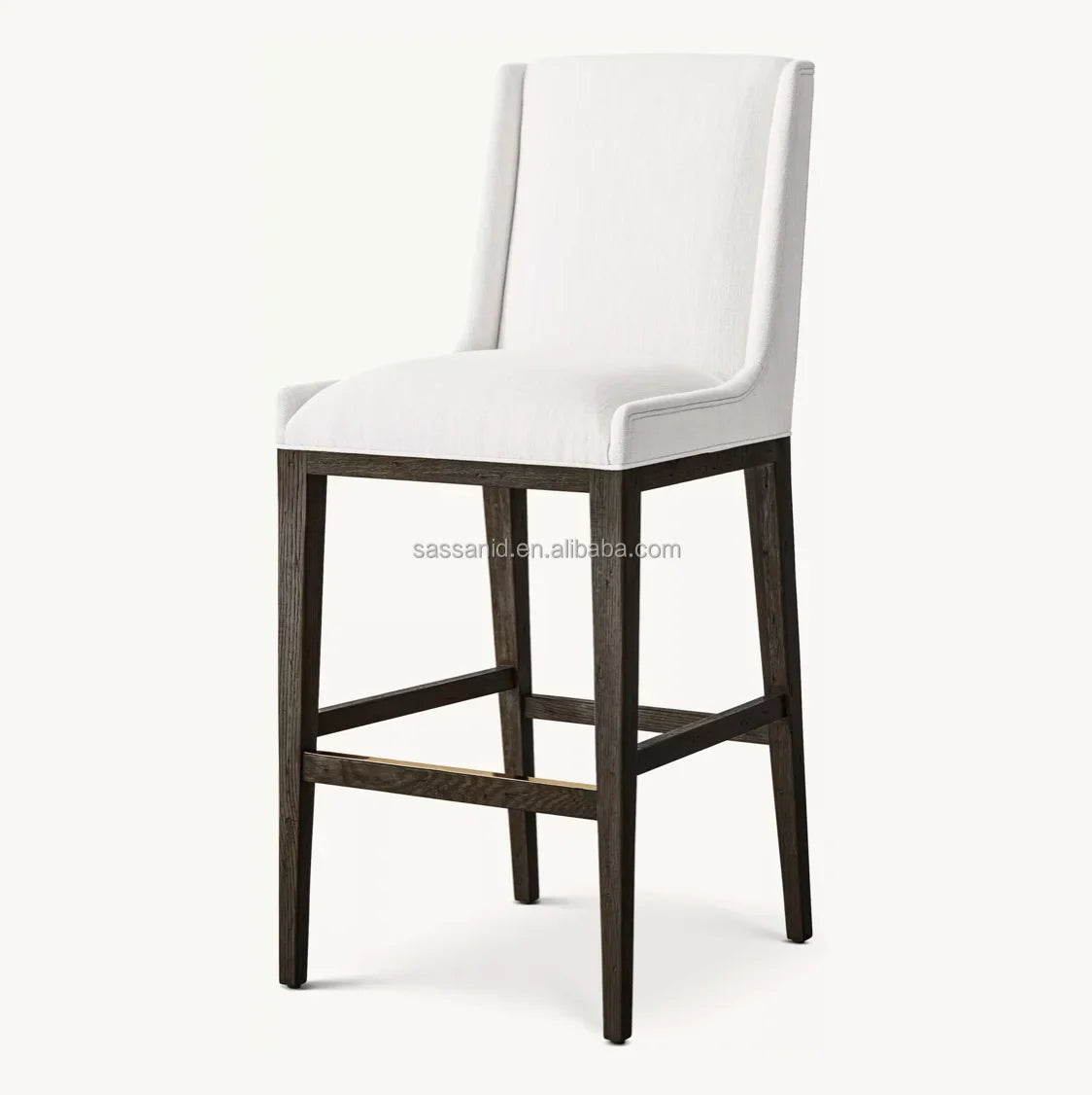 Minimalist Bar & Counter Stool – 1950s Geometric Waxed Black Oak Designer Statement