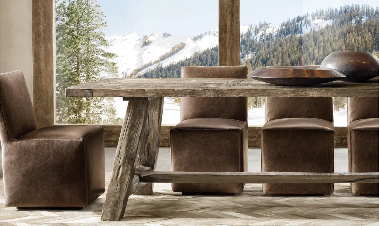 Ellison Leather Dining Chair – Modern Sculptural Solid Wood Statement Piece