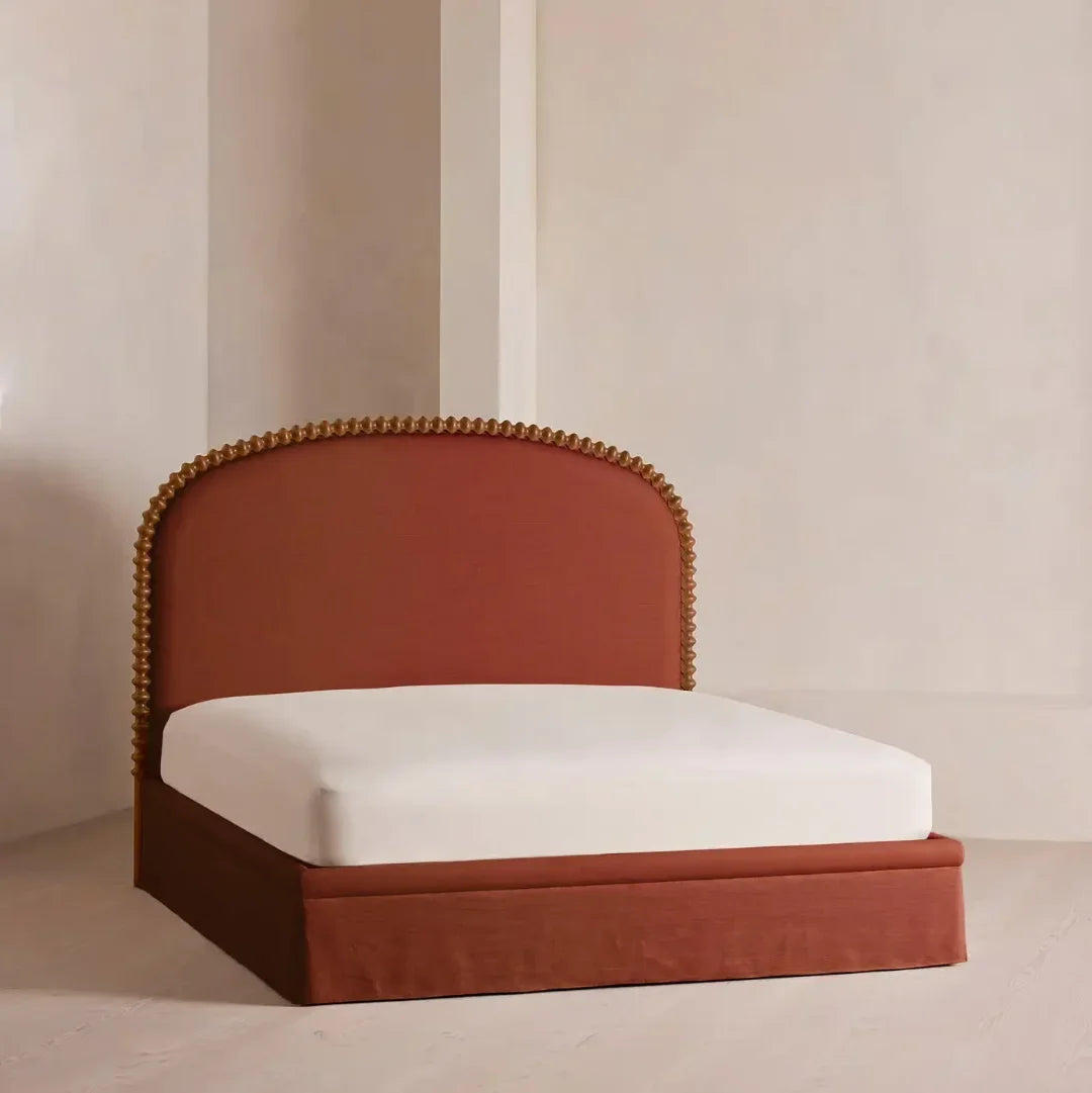 Upholstered Bed – Soft Pack Headboard, Solid Birch Wood French Retro