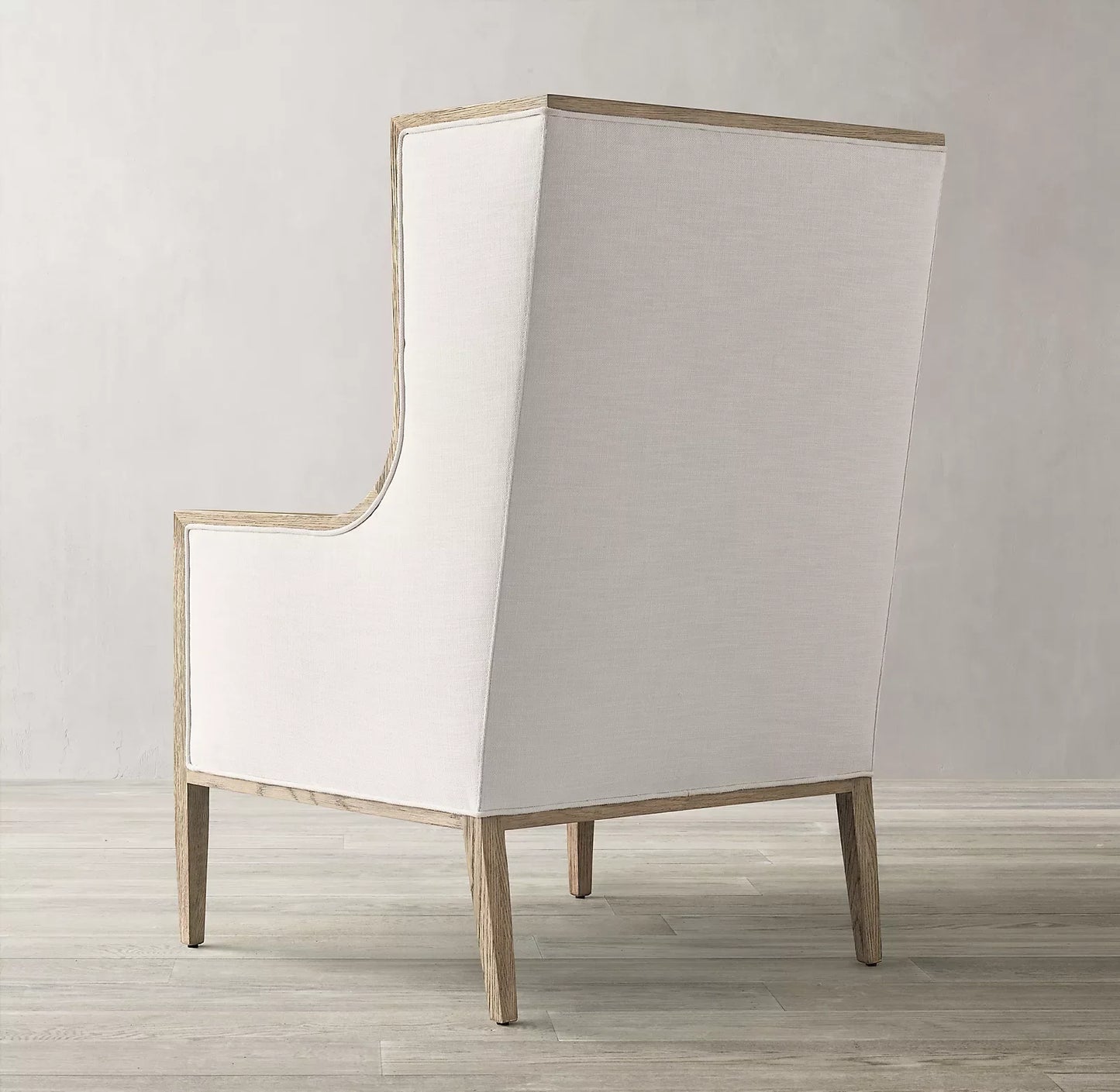 French Contemporary Wingback Armchair – Slope Arm Design with Oak Frame | 103338432029