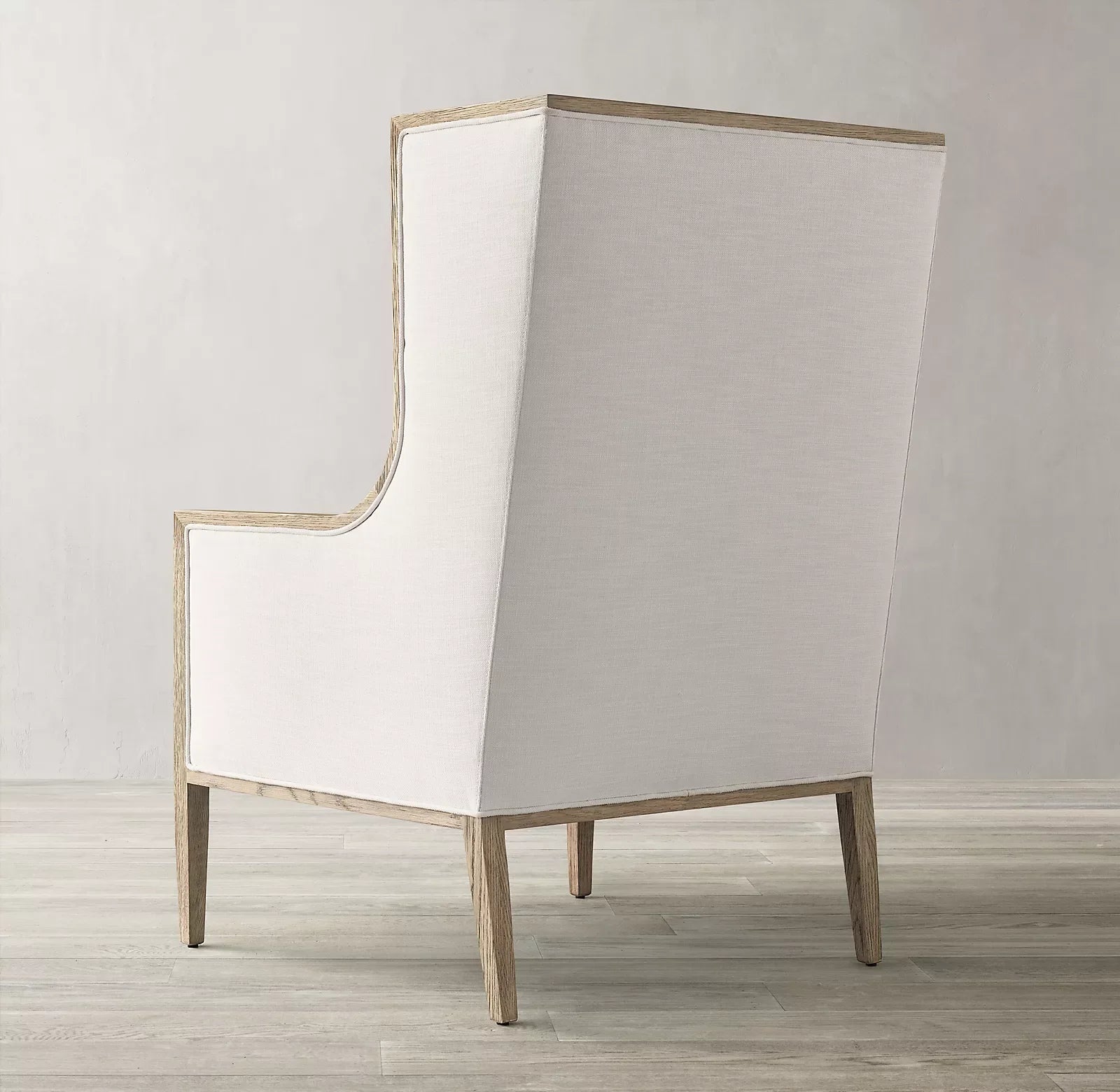 French Contemporary Wingback Armchair – Slope Arm Design with Oak Frame | 103338432029