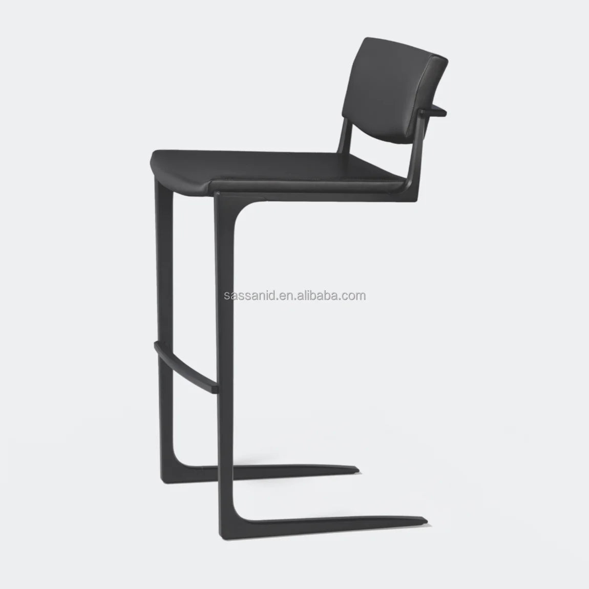 Bar Stool – Mid-Century Modern – Leather And Oak Designer Statement Piece