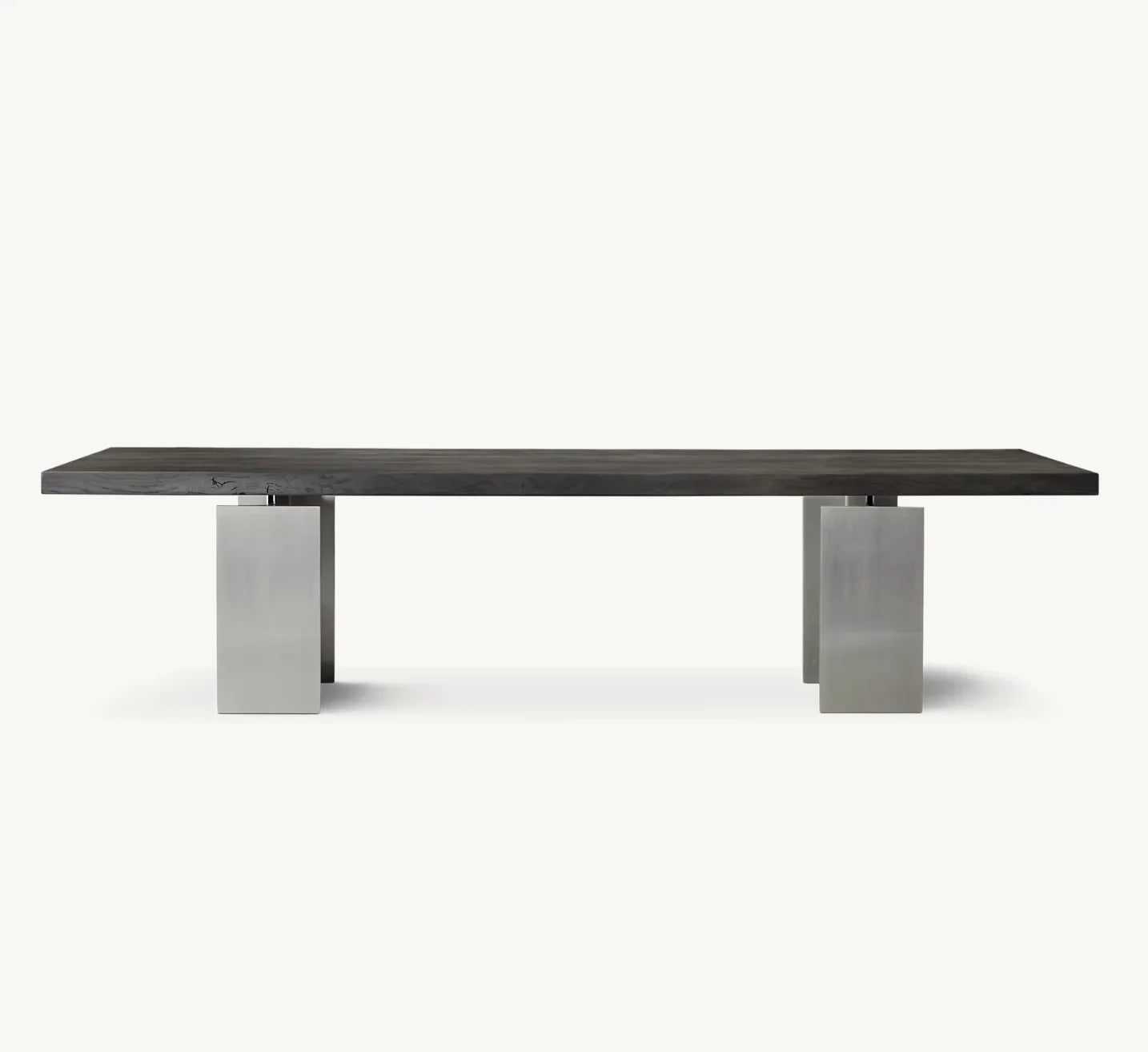 Sassanid Dining Table – Rectangular Beam in Dry Brown French Oak & Light Pewter