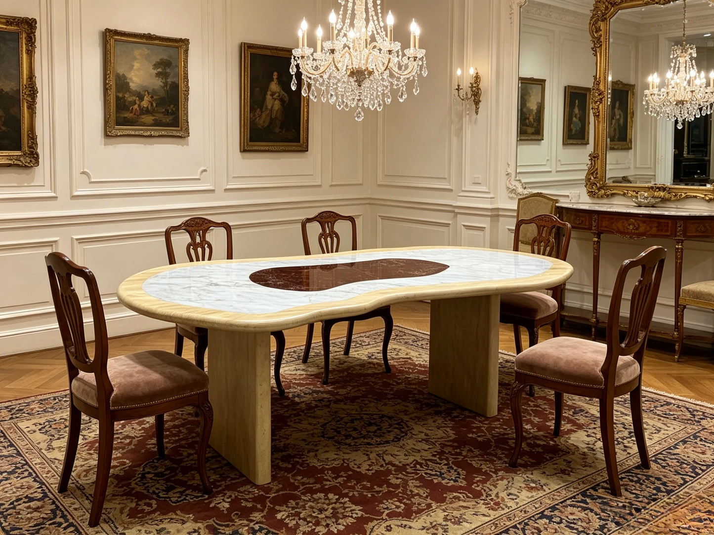 Luxury Cloud Shape Irregular Marble Dining Table Elegant Modern Italian Style for Villa