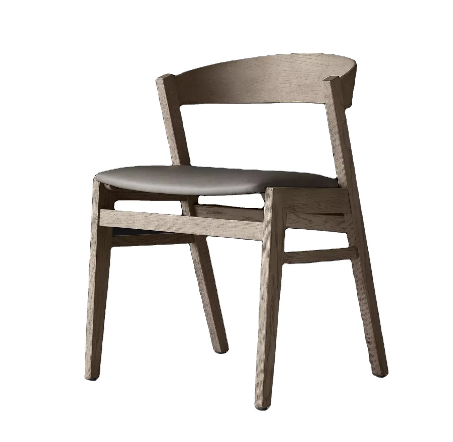 Anders Leather Side Chair – Mid-Century Oak Dining Seat