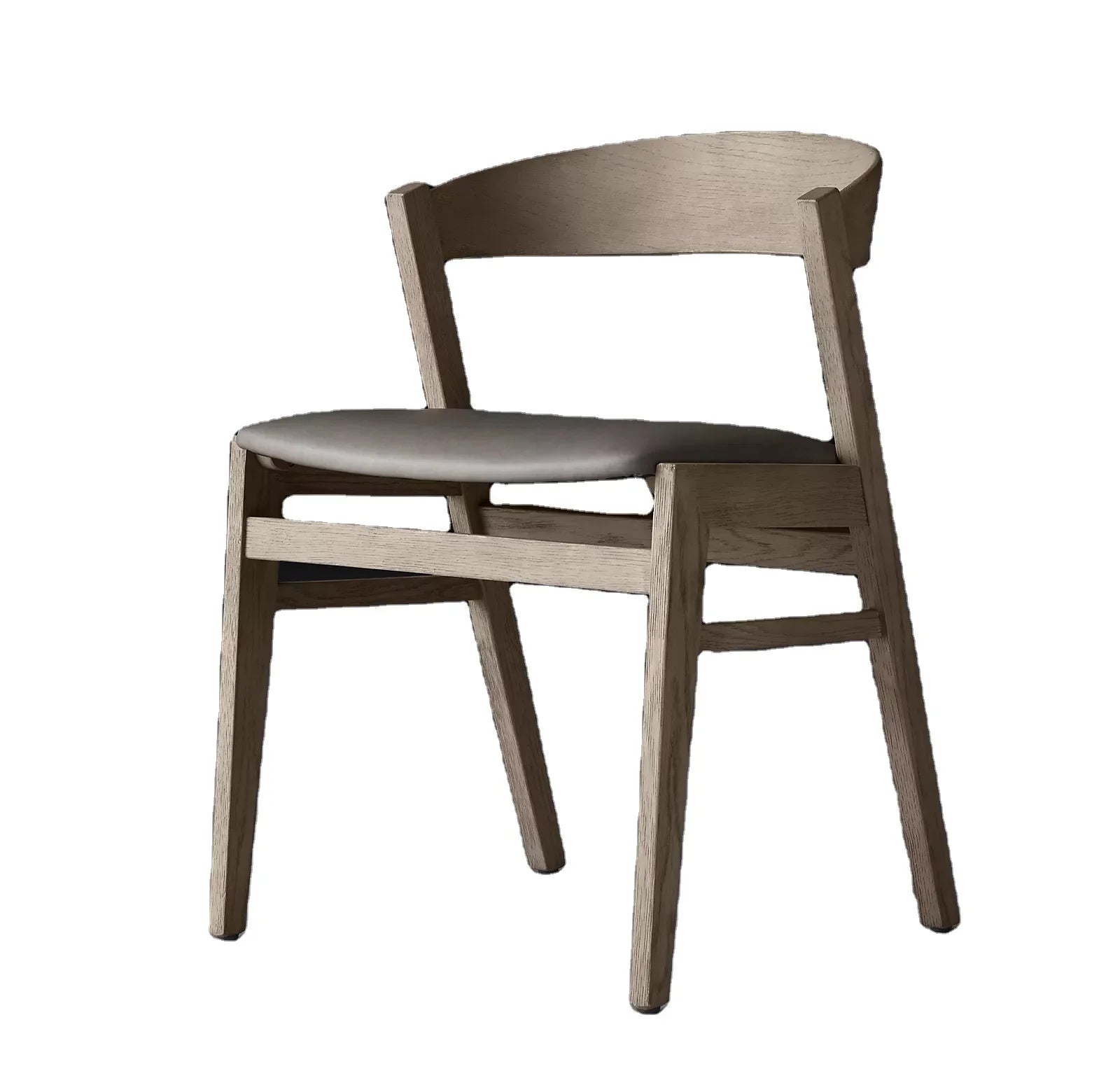 Anders Leather Side Chair – Mid-Century Oak Dining Seat