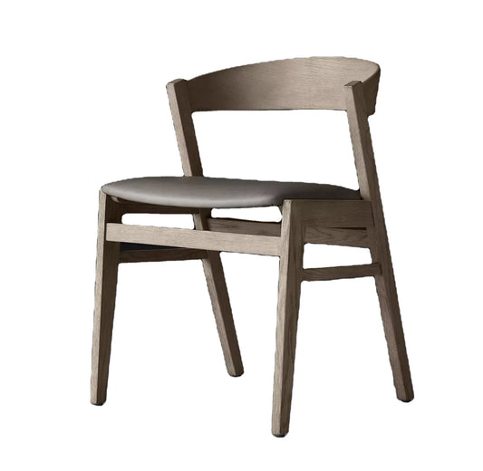 Anders Leather Side Chair – Mid-Century Oak Dining Seat