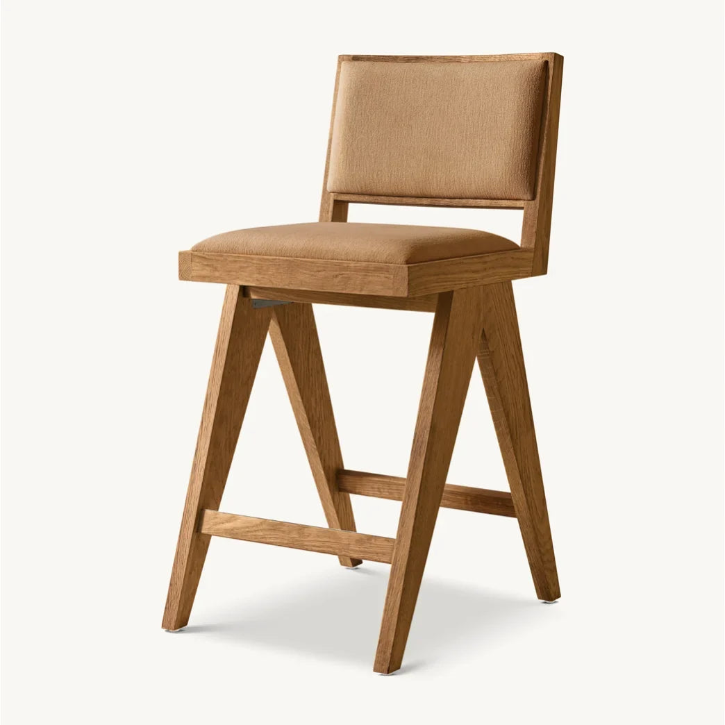Chandigarh Style Bar Stool – Mid-Century Modern Solid Oak Statement Piece