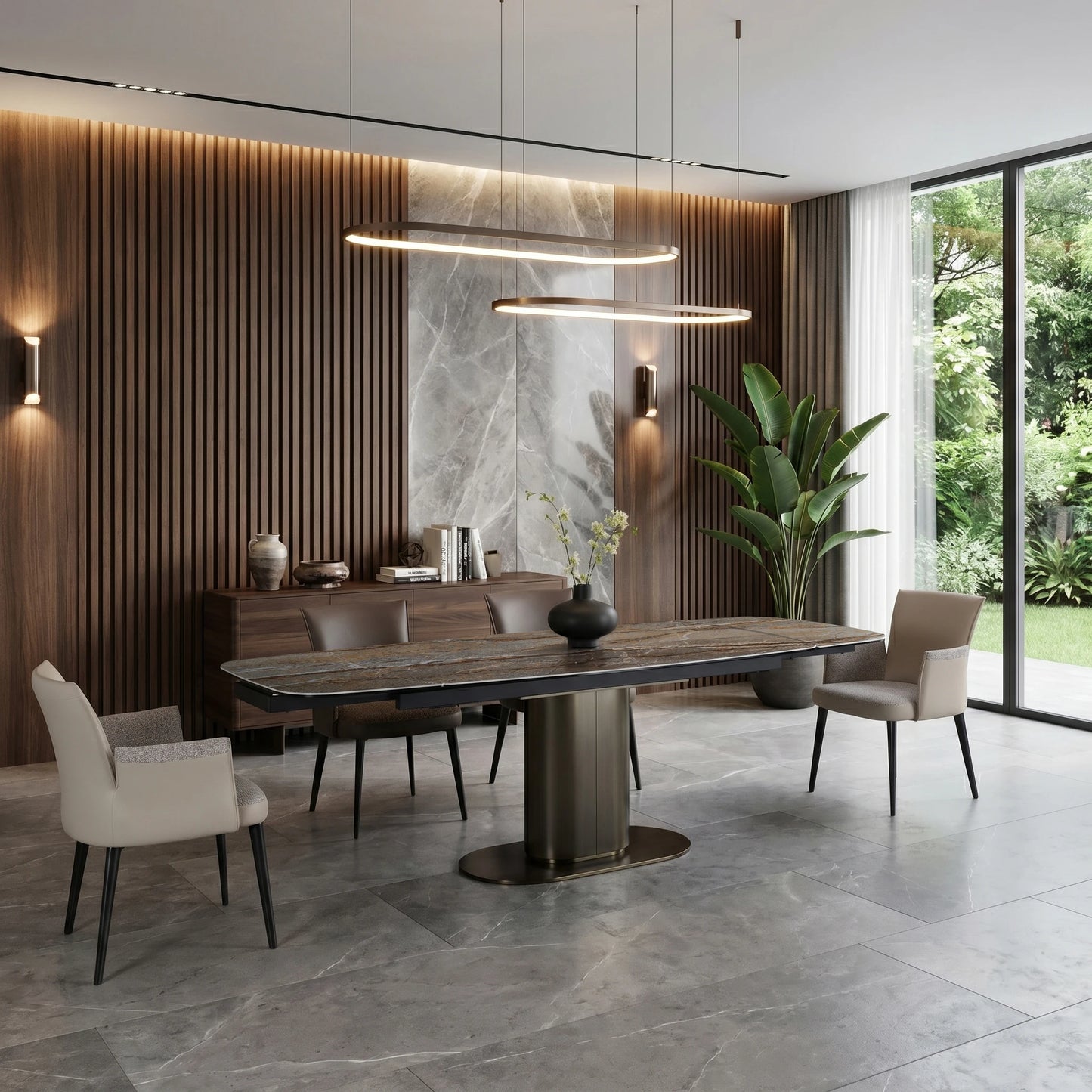 Luxury 1601760064806 Sintered Stone Extendable Dining Table Modern Italian Style for Villa