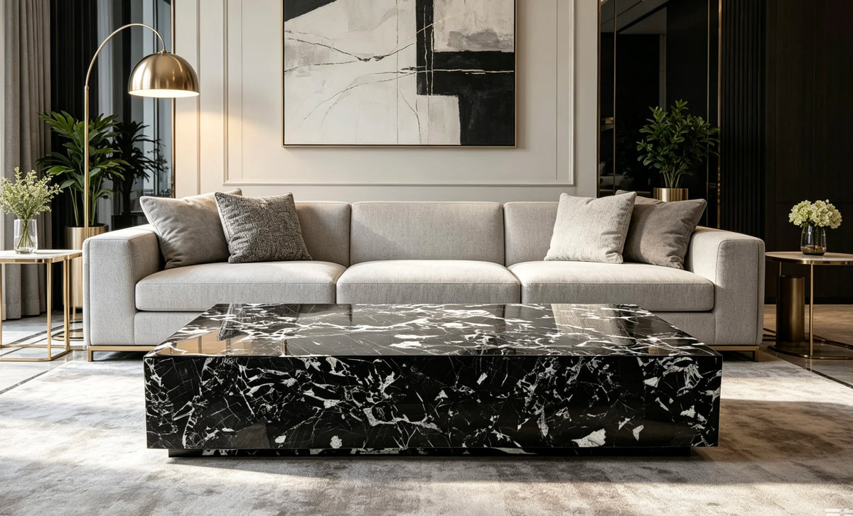 Luxury Rectangular Marble Coffee Table Modern Italian Style for Villa